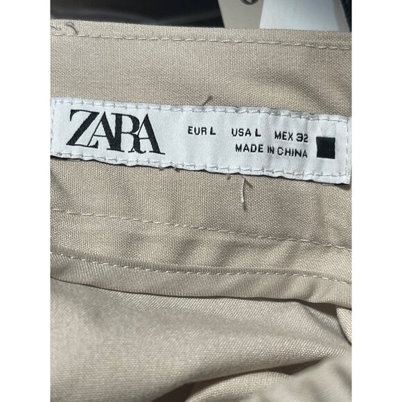 Zara Pleated Wide Leg Dress Pants Womens Size Large Cream Ecru - Picture 6 of 8